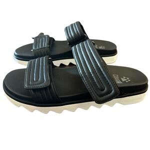 Cougar Nina Leather Lightweight Slip On Adjustable  Sandals Black NEW Size 8.5